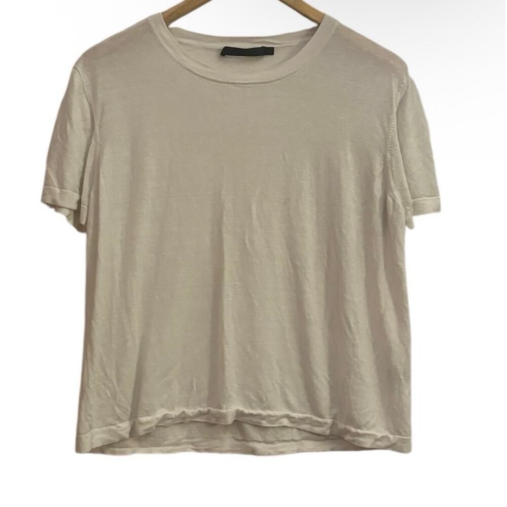 Jenni Kayne Hemp Lyocell Cream Off White Short Sleeve Tee XXL Minimalist Luxury - Picture 2 of 8